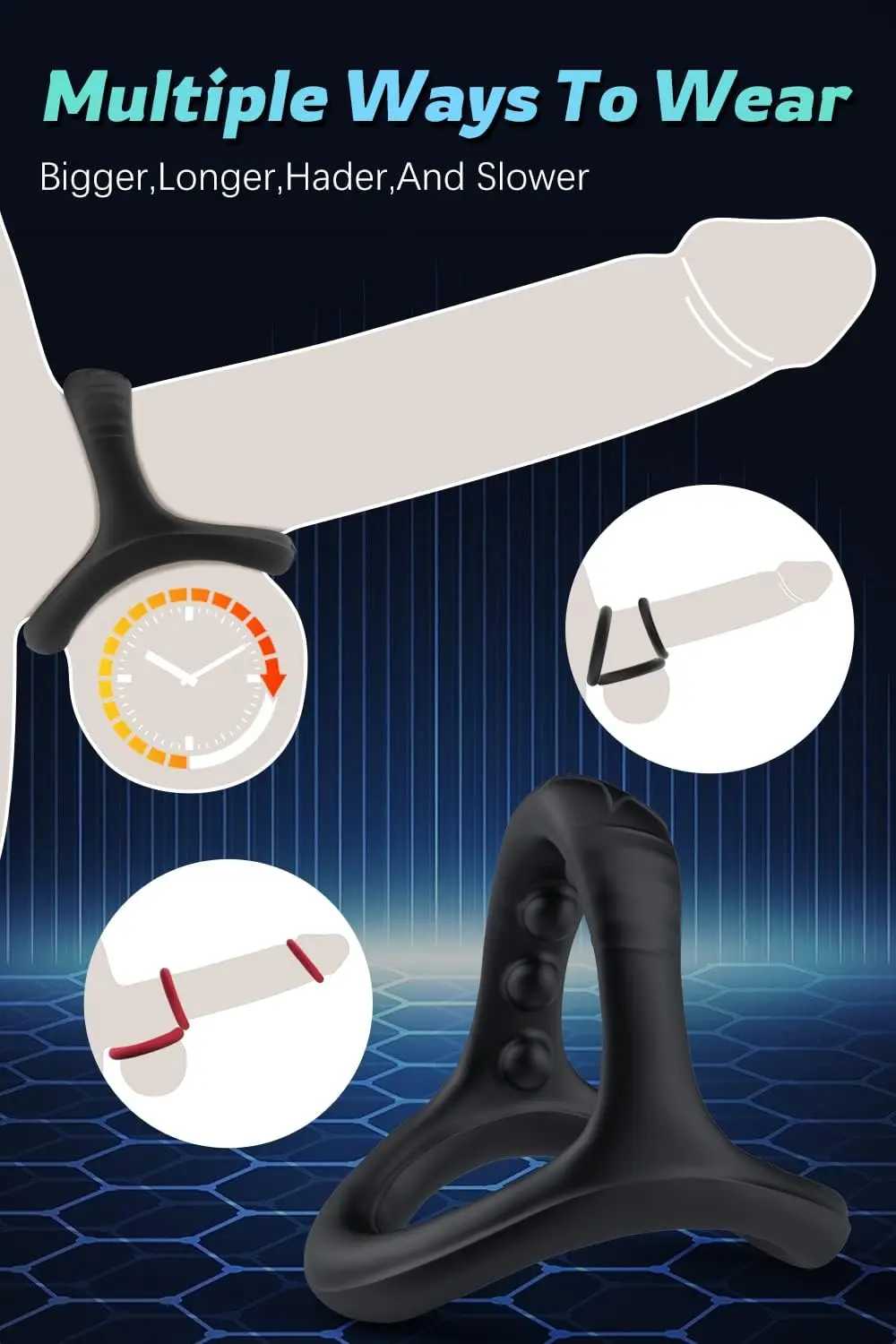 Silicone Cock Penis Rings with Enlargers Erection Enhancing Ultra Soft Long Lasting Stronger Adult Sex Toys for Men or Couples