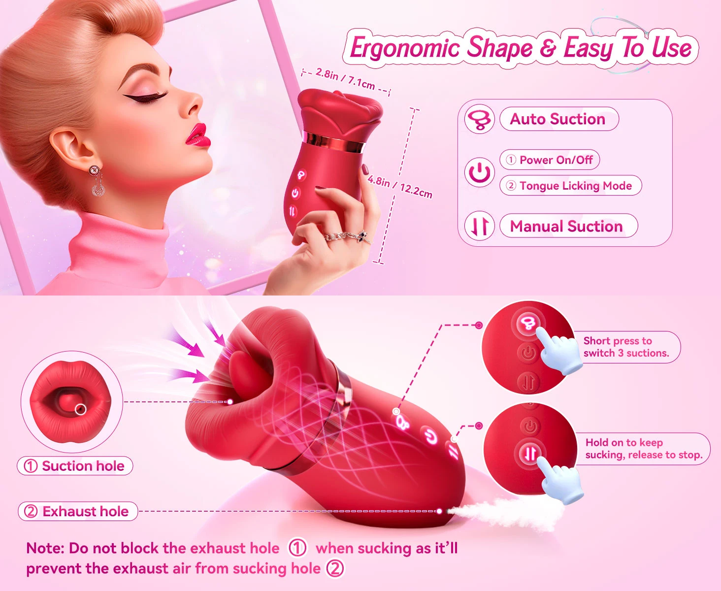 Rose Mouth-Shaped Licker Vibrator Clitoral Nipple Auto Tongue Licking Sucker Stimulator G Spot Clit Masturbate Sex Toy for Women
