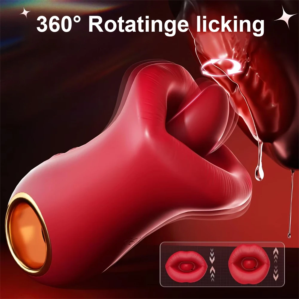 Rose Mouth-Shaped Licker Vibrator Clitoral Nipple Auto Tongue Licking Sucker Stimulator G Spot Clit Masturbate Sex Toy for Women