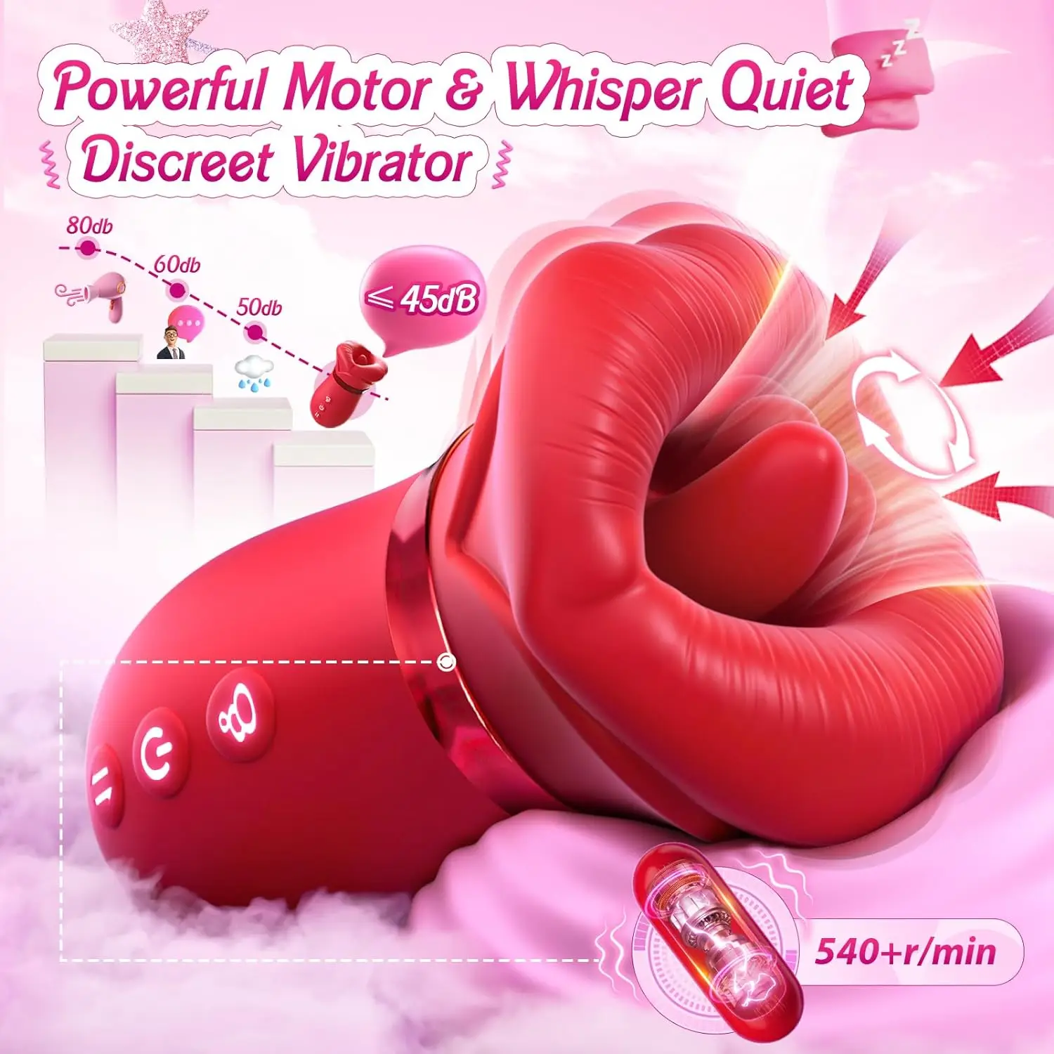 Rose Mouth-Shaped Licker Vibrator Clitoral Nipple Auto Tongue Licking Sucker Stimulator G Spot Clit Masturbate Sex Toy for Women