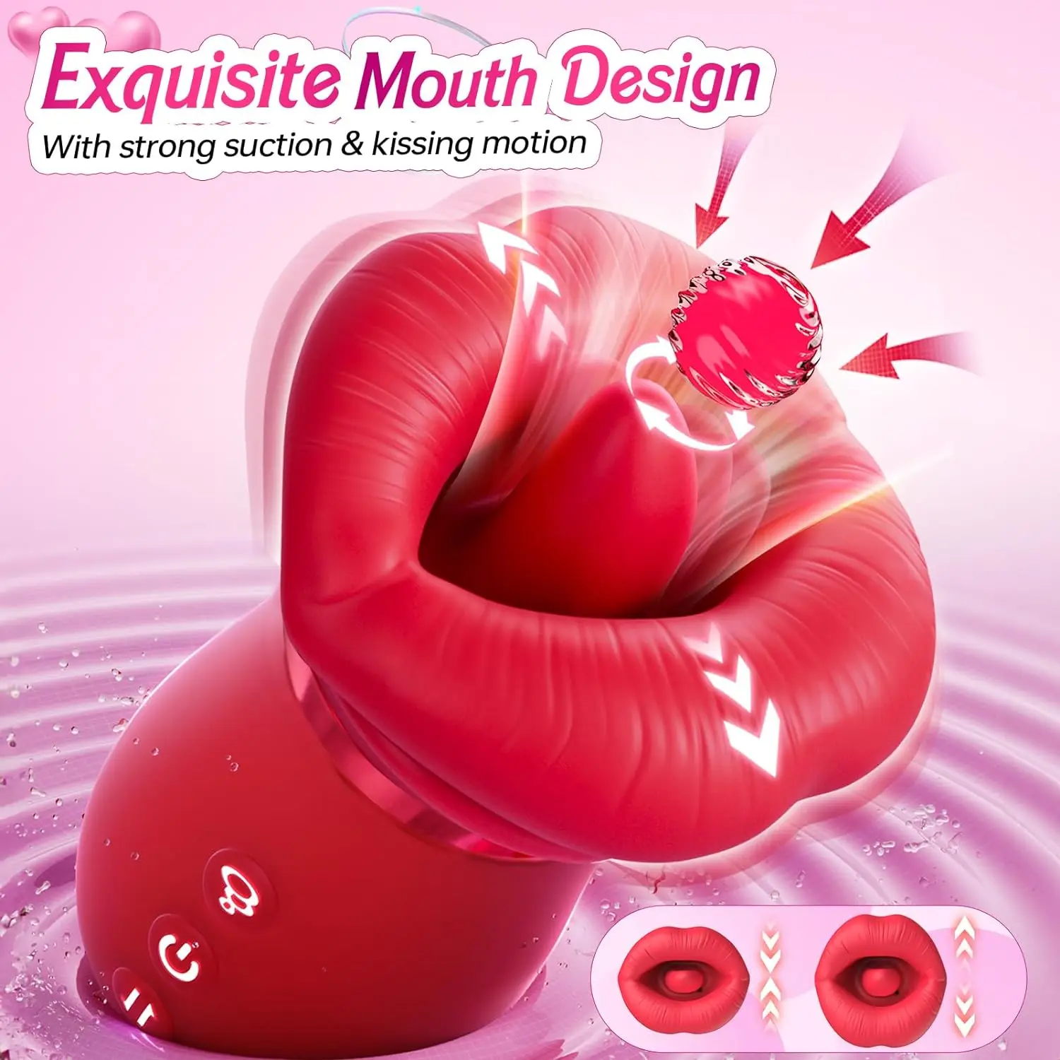 Rose Mouth-Shaped Licker Vibrator Clitoral Nipple Auto Tongue Licking Sucker Stimulator G Spot Clit Masturbate Sex Toy for Women