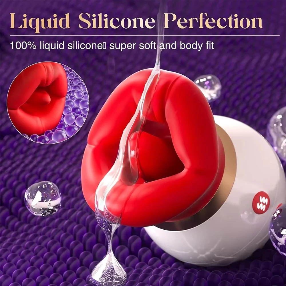 Rose Mouth-Shaped Licker Vibrator Clitoral Nipple Auto Tongue Licking Sucker Stimulator G Spot Clit Masturbate Sex Toy for Women