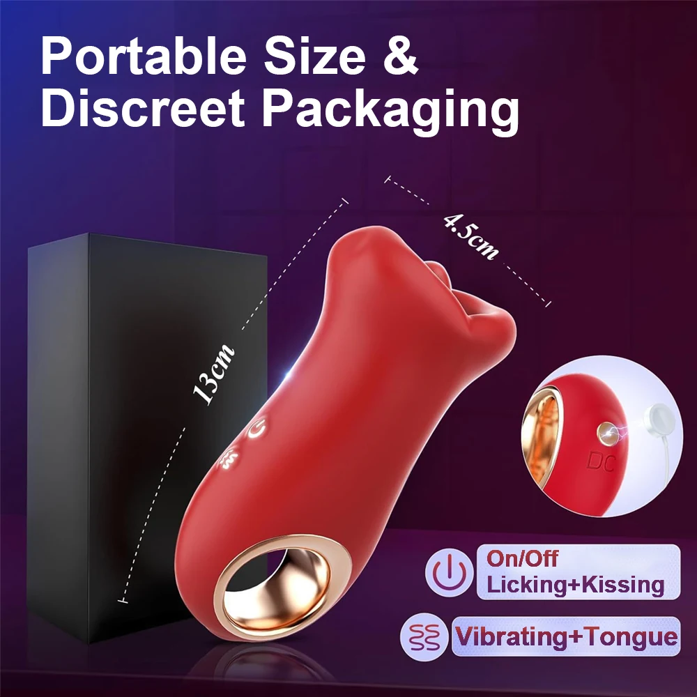 Rose Mouth-Shaped Licker Vibrator Clitoral Nipple Auto Tongue Licking Sucker Stimulator G Spot Clit Masturbate Sex Toy for Women