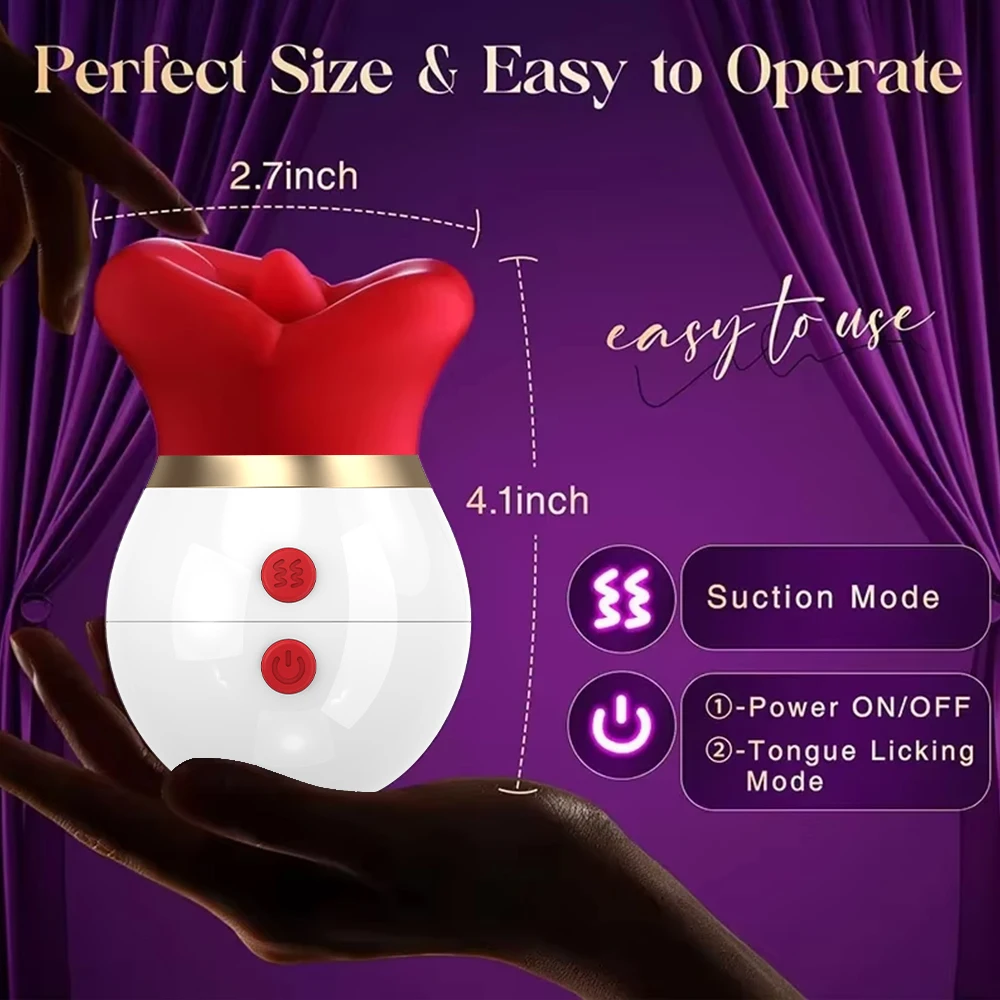 Rose Mouth-Shaped Licker Vibrator Clitoral Nipple Auto Tongue Licking Sucker Stimulator G Spot Clit Masturbate Sex Toy for Women