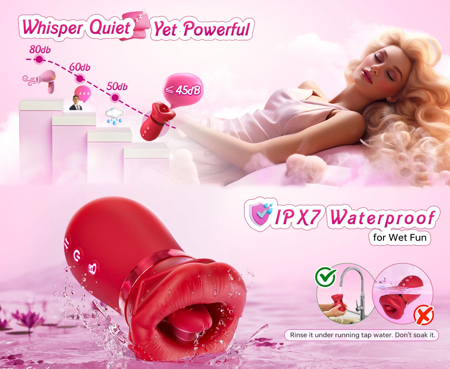 Rose Mouth-Shaped Licker Vibrator Clitoral Nipple Auto Tongue Licking Sucker Stimulator G Spot Clit Masturbate Sex Toy for Women